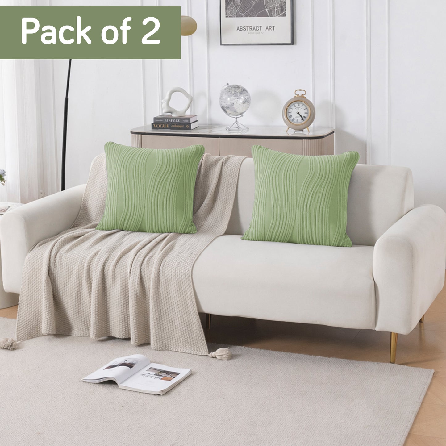 Nestiva Series Premium Knitting Jacquard Sofa Cushion Cover - Pastel Green