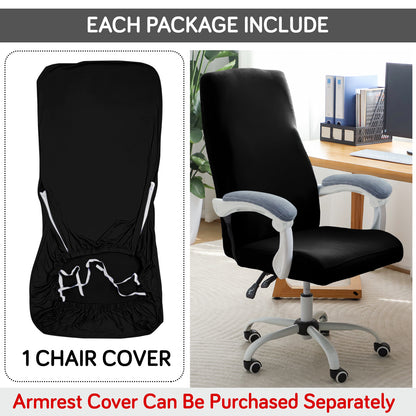 Office Chair Cover for Executive Chair (High-Back) – 140 GSM Stretchable Fabric – Washable & Anti-Slip – Fits Big & Tall Office Chairs, Black