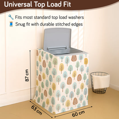 Waterproof Front Load / Top Load Washing Machine Cover | PEVA Dustproof Protective Cover for 6kg, 6.5kg, 7kg & 7.5kg Fully Automatic Machines, Nature Trees