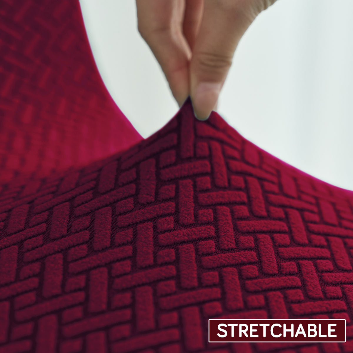 Premium Jacquard Stretchable Tub Chair Cover Slipcover, Burgundy