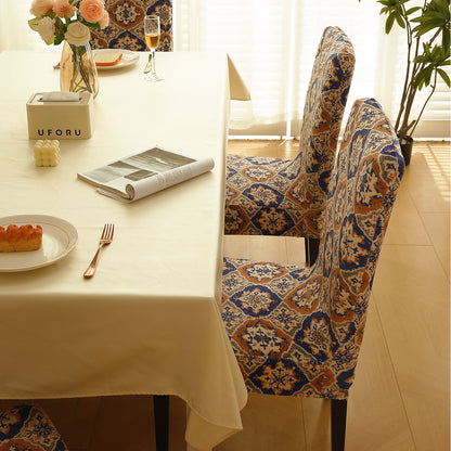 Premium Printed Velvet Sofa Cover 1/2/3 Seaters Fully Covered, Indigo Moroccan Charm