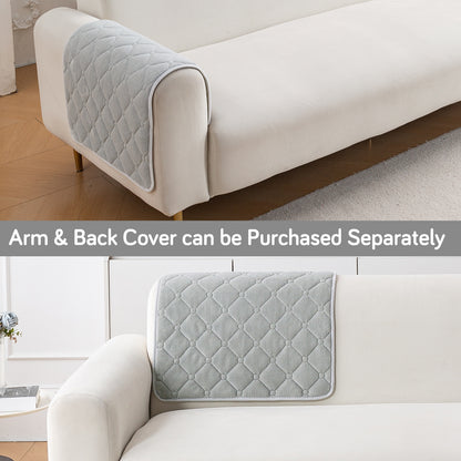 Diamond Tuft Plush Sofa Cover Mat, Mist Grey