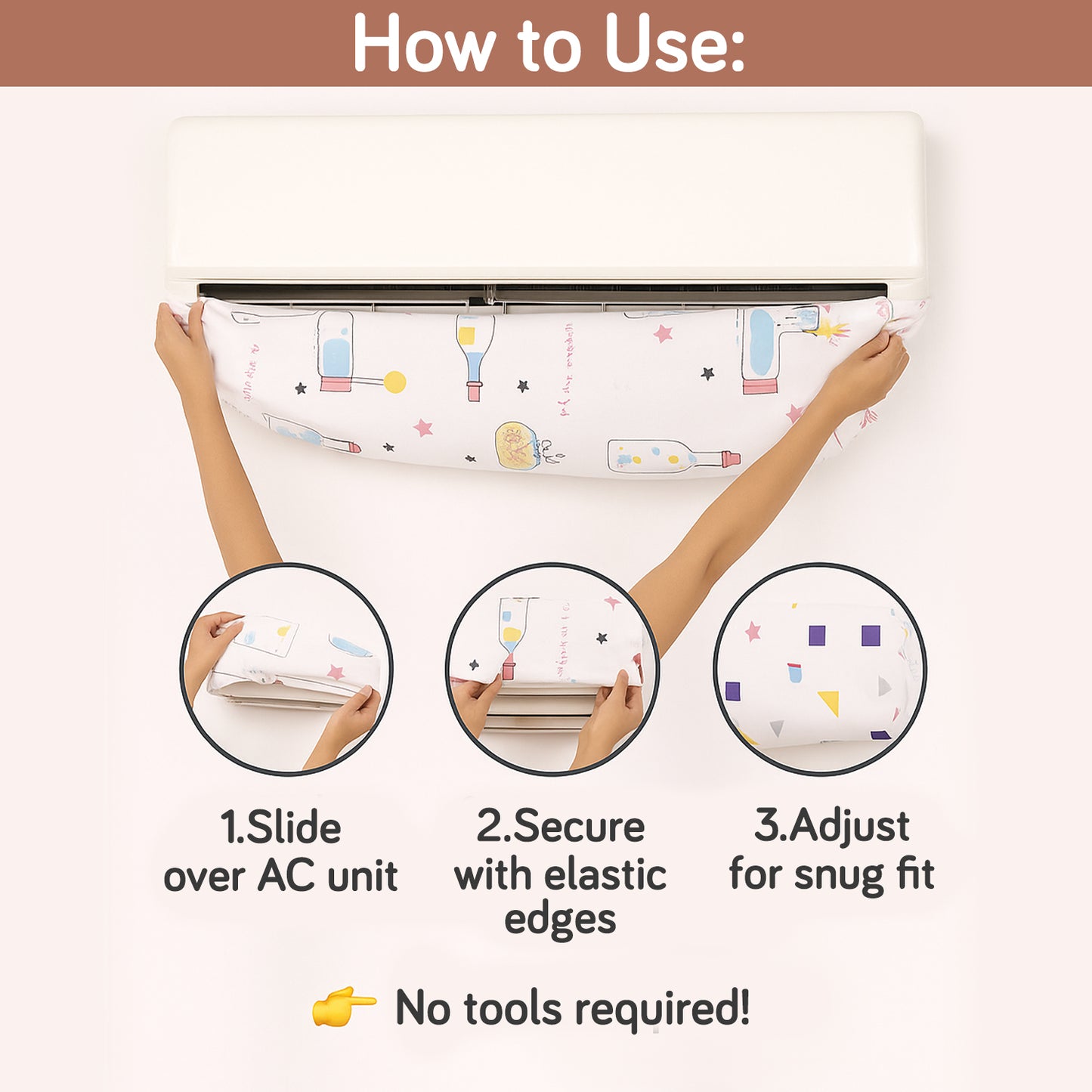 Dustproof, Waterproof & Washable Indoor AC Cover - Whimsical Bottles