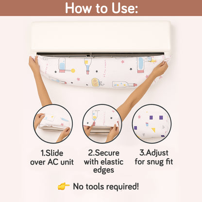 Dustproof, Waterproof & Washable Indoor AC Cover - Whimsical Bottles