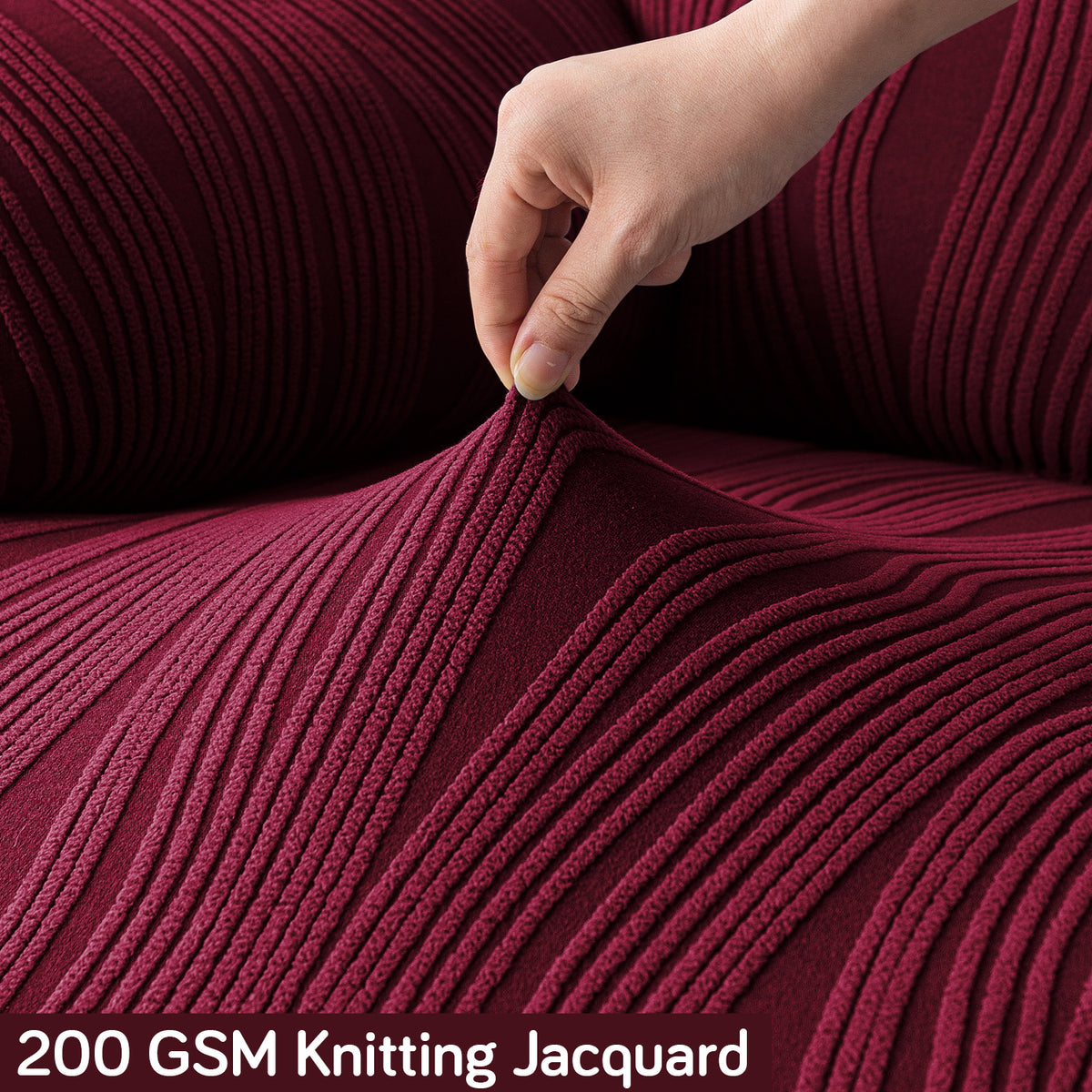 Buy Burgundy Colour 200 GSM Knitting Jacquard Stretchable Recliner Sofa Cover