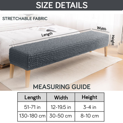 Aria Nova 280 GSM Stretchable Bubble Dining Bench Cover, Dark Grey