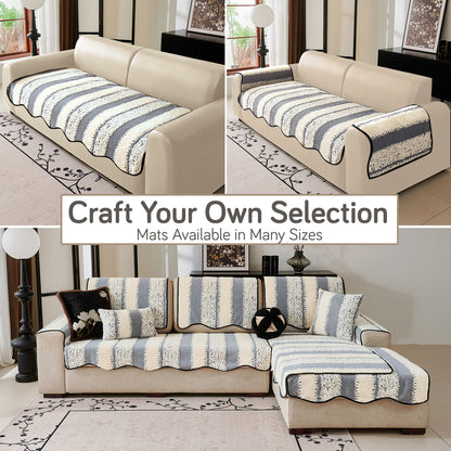 Luxury Wavy Plush Anti-Slip Sofa Cover Mats - Pewter Grey