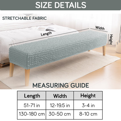 Aria Nova 280 GSM Stretchable Bubble Dining Bench Cover, Light Grey
