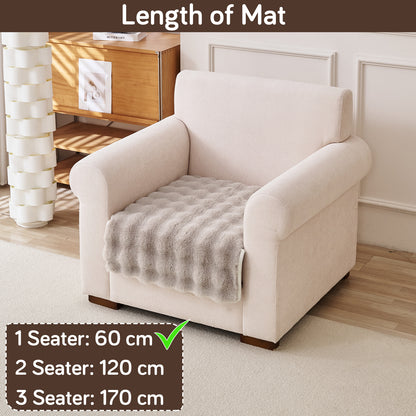 Premium Faux Rabbit Fur Anti Slip Sofa Mat for 1/2/3 Seater, Latte Brown