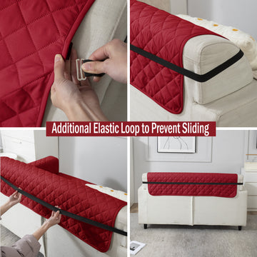 Scarlet Red sofa cover with non slip elastic strap