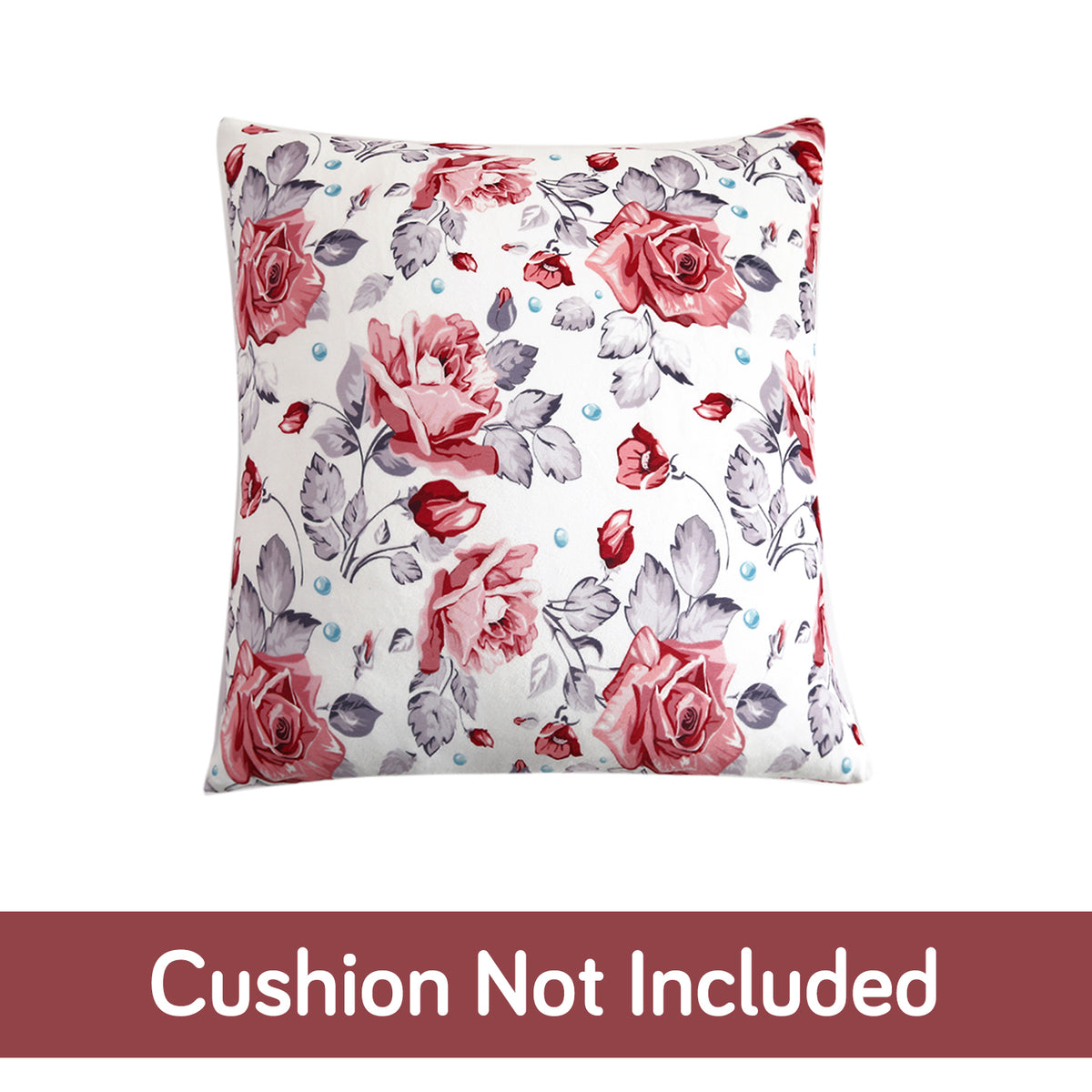 Buy cute Red Cottage Rose Printed Zippered Velvet Pillow Covers  | For Square Pillows