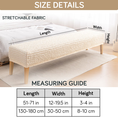 Aria Nova 280 GSM Stretchable Bubble Dining Bench Cover, Light Cream