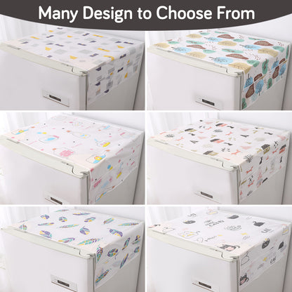 Small / Large Fridge Cover Top | For Smaller Single Door, Double Door and Bigger Double Door Refrigerator - Waterproof, Printed with 6 Side Pockets, Whimsical Bottles