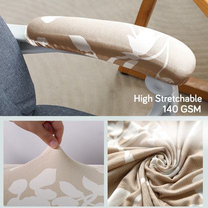 140gsm Printed Armrest Covers for Office Chair (Elastic Style), 1 Pair, Buff Brown Sillehoute Floral
