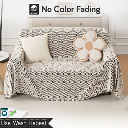 Buy Geometric Diamond Noirea Series Luxury Plush Sofa Throw Cover – 2 Seater Sofas | HOKIPO