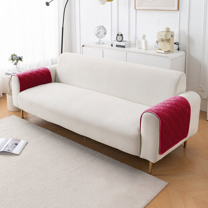 Diamond Tuft Plush Sofa Cover Mat, Raspberry Red