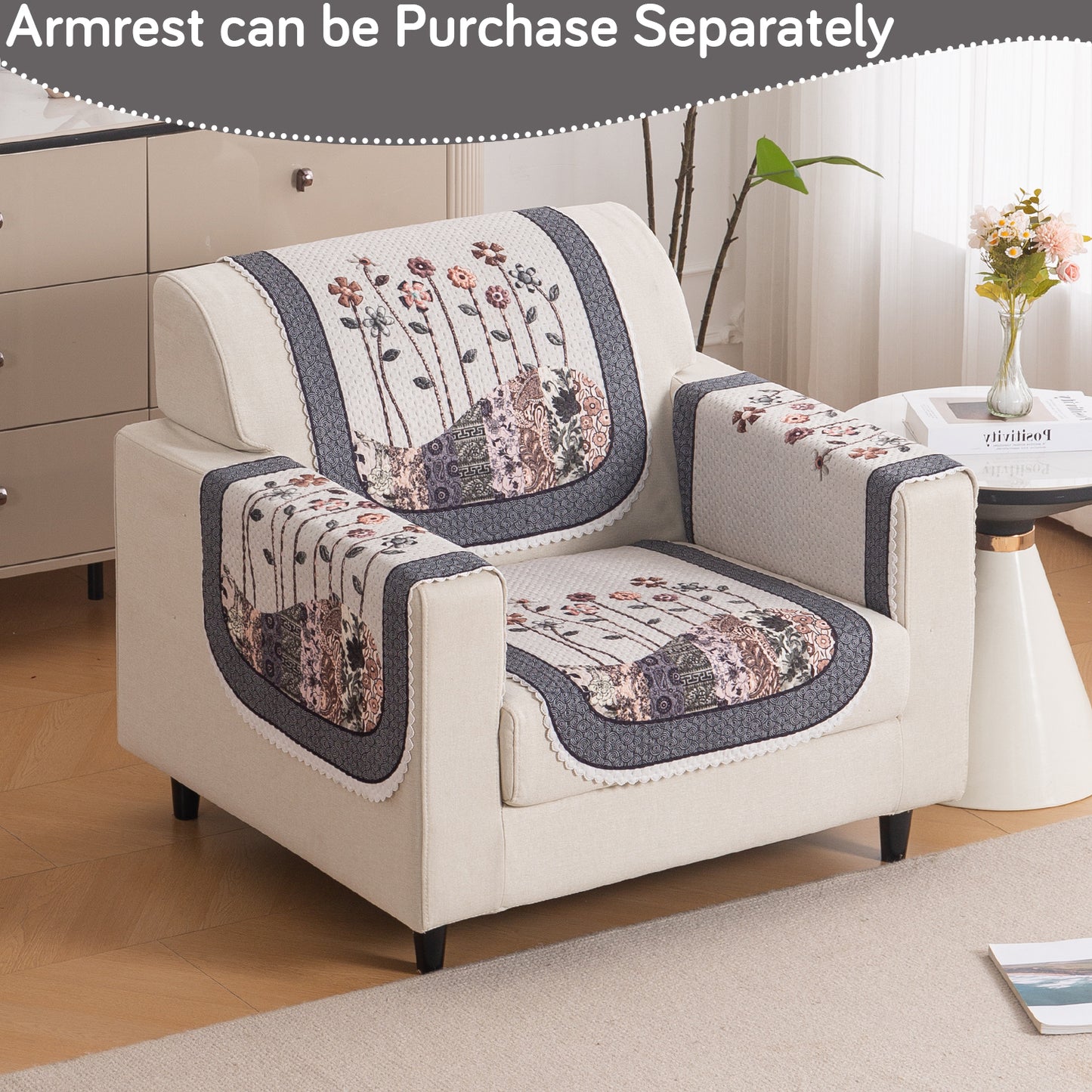 HeavenHue Fleece Soft Touch Quilted Sofa Cover Set Washable Sofa Panel for Seat & Back - Mystic Wings