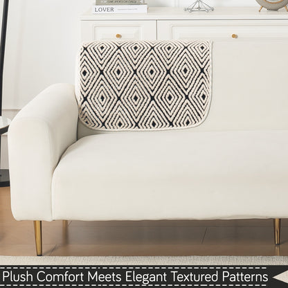 Luxury Plush Sherpa Anti-Slip Sofa Cover Mat, 'Noirea Series'| Geometric Diamond