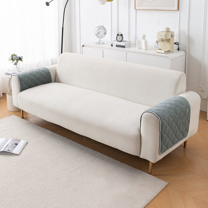Diamond Tuft Plush Sofa Cover Mat, Stone Grey