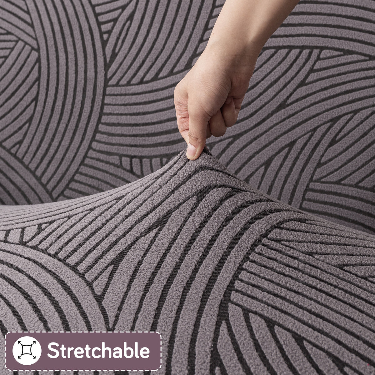 Buy charcoal grey colour stretchable waveline series jacquard sofa cover​s