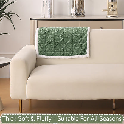 'Italian Caelora' Luxury Jacquard Plush Anti-Slip Sofa Cover Mat - Sage Green