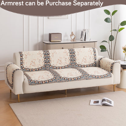 LoomVerse Quilted Sofa Cover Set Washable Sofa Panel for Seat & Back - Petal Harmony