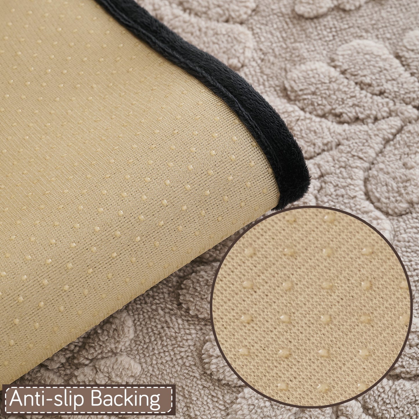 Embossed Floral Jacquard Anti-Slip Sofa Cover Mat, 'Wavy Petal Crest Series' Soft Brown