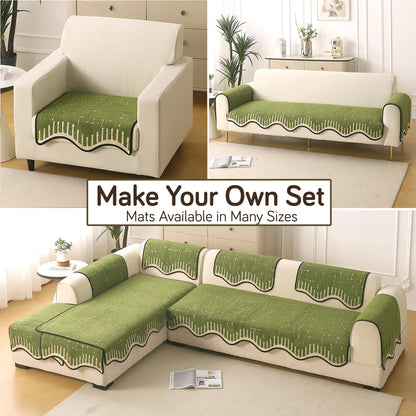 Premium Supple Soft Wavy Sofa Cover Mat, Green