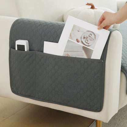 2 Pcs Quilted Sofa Armrest Cover, Grey