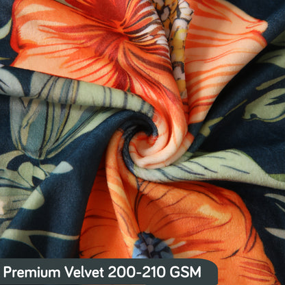 Premium Printed Velvet Sofa Cover 1/2/3 Seaters Fully Covered, Teal Twilight Garden
