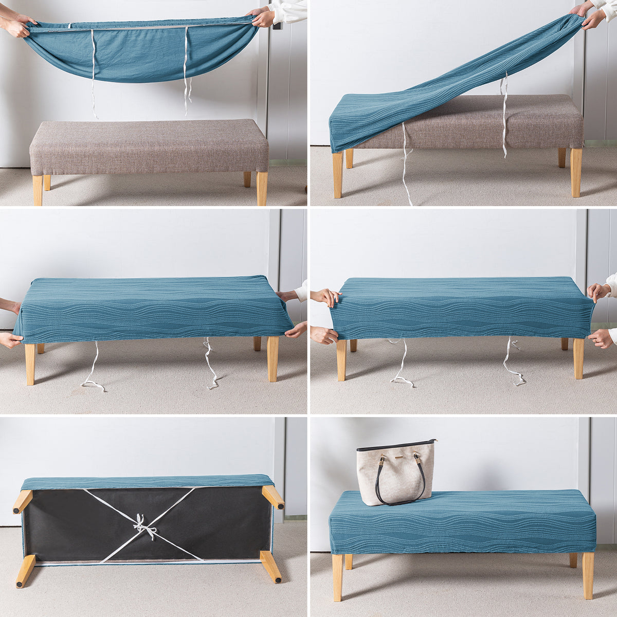 Nestiva Series 200gsm Knitting Jacquard Bench Cover - Sea Blue
