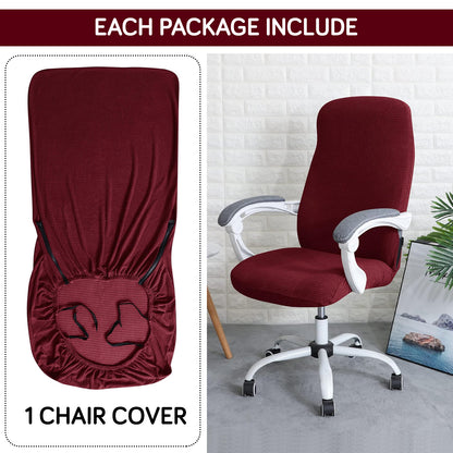 HOKIPO 140gsm Stretchable Office Chair Cover, Burgundy - Medium / Large