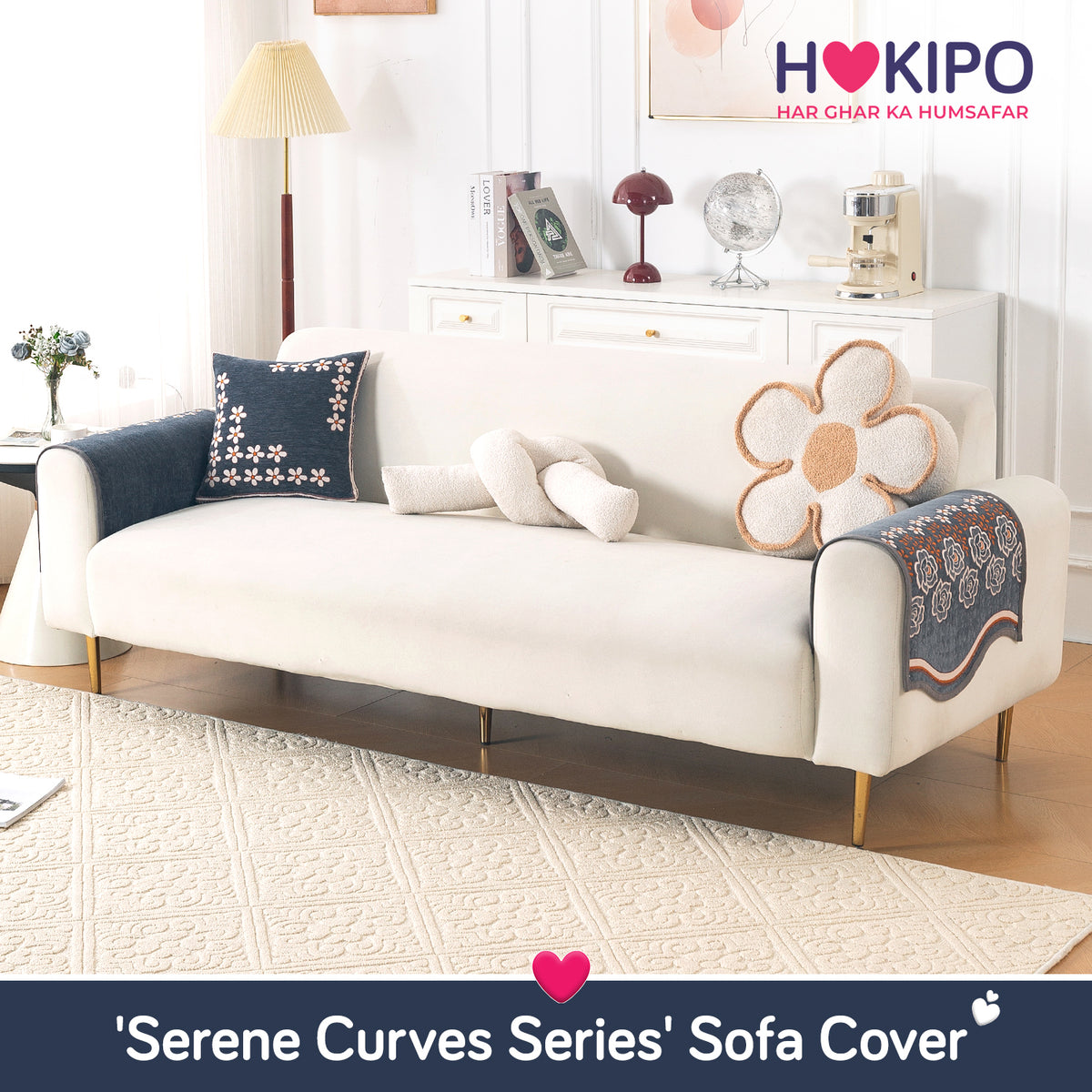 Serene Curves Sofa Cover Mat, Blossom Flower