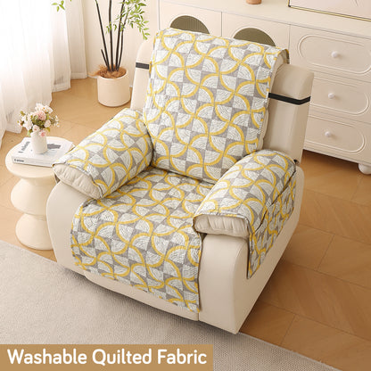 Quilted Printed Recliner Mats for 1 Seater Recliner Sofa, Windmill Cyber Yellow