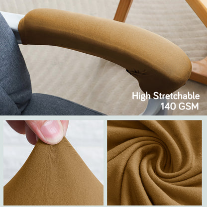 140gsm Armrest Covers for Office Chair (Zipper Style), 1 Pair, Camel