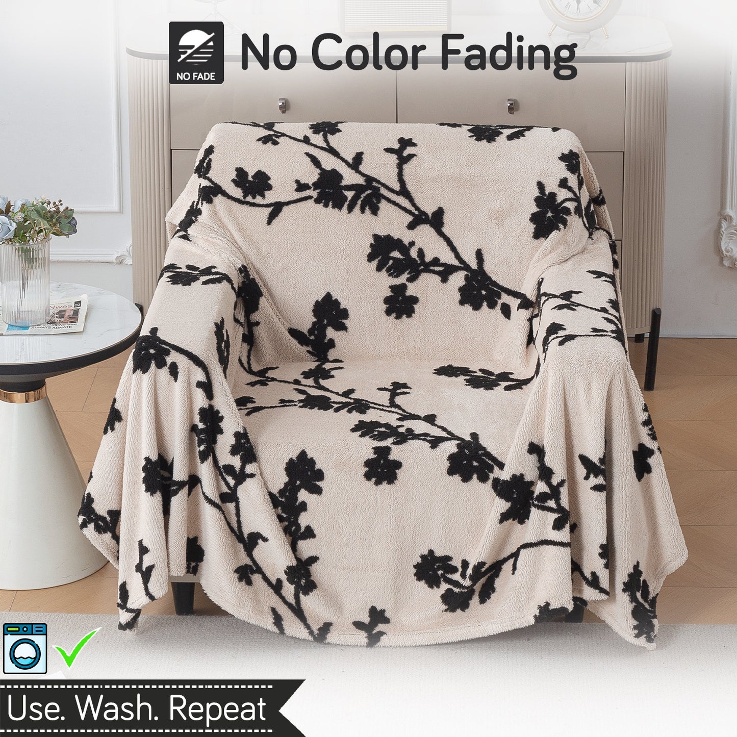 Buy Botanical Vine Noirea Series Luxury Plush Sofa Throw Cover – Single Seater Sofas | HOKIPO