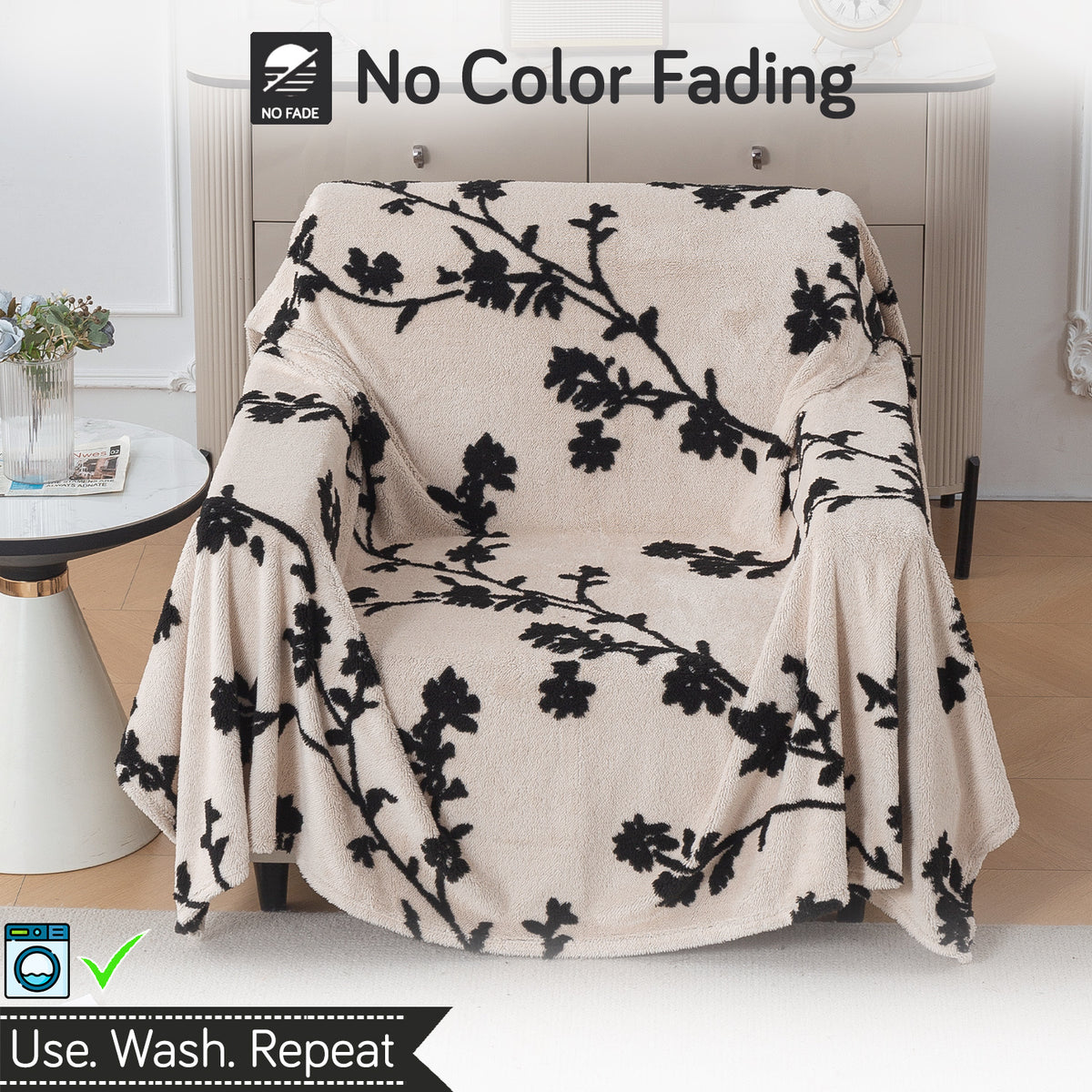 Buy Botanical Vine Noirea Series Luxury Plush Sofa Throw Cover – Single Seater Sofas | HOKIPO