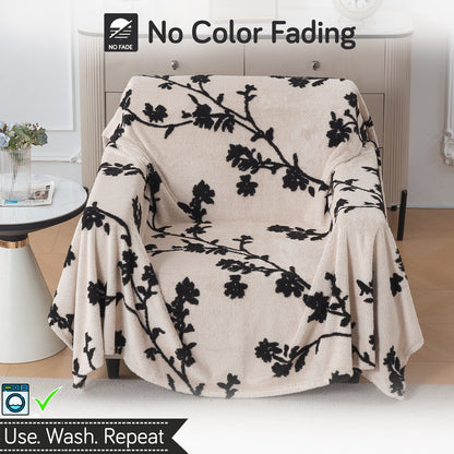 Buy Botanical Vine Noirea Series Luxury Plush Sofa Throw Cover – Single Seater Sofas | HOKIPO