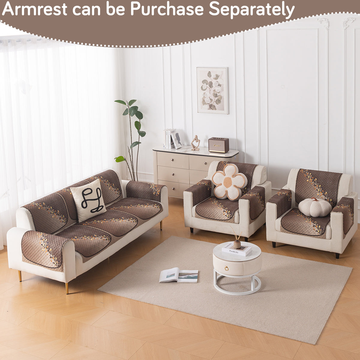 LoomVerse Quilted Sofa Cover Set Washable Sofa Panel for Seat & Back - Autumn Drape