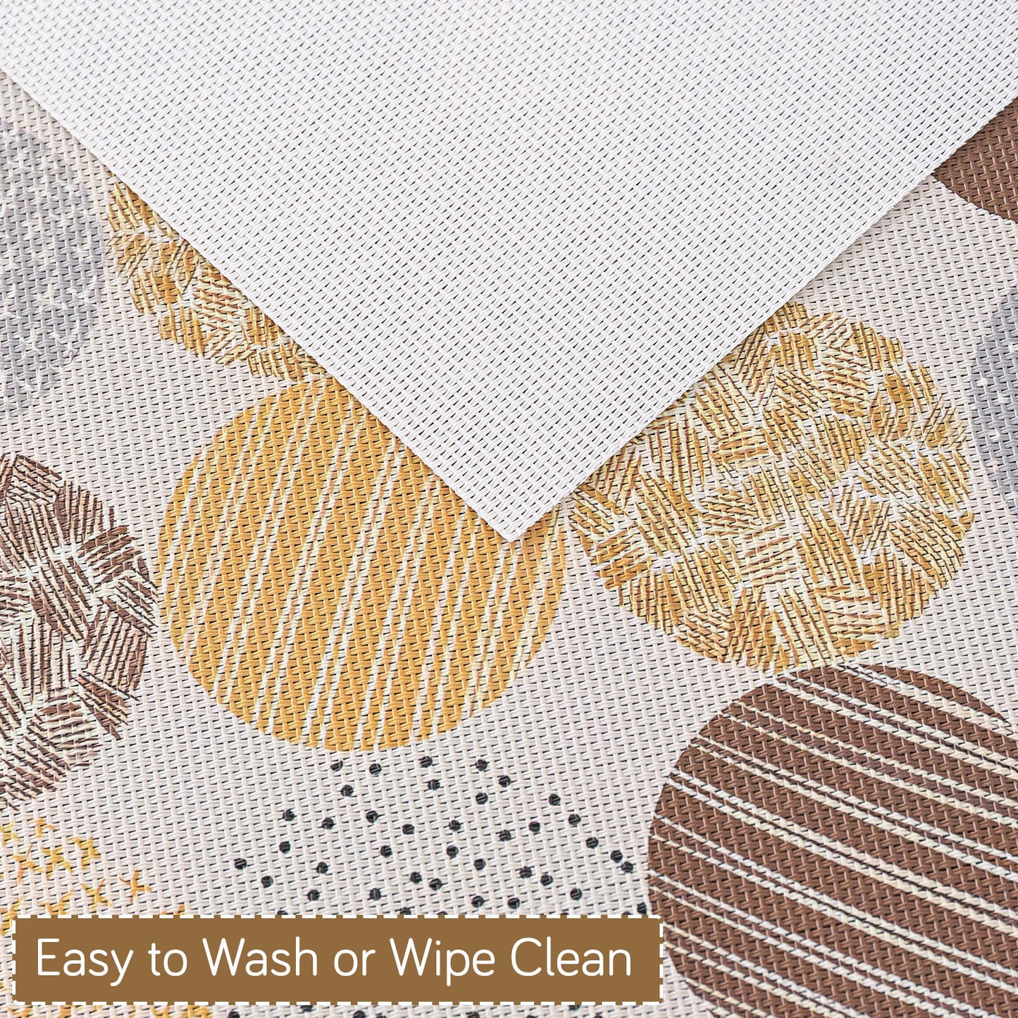 Color Splash PVC Mats for Dining Table, Abstract Circles - Olive Brown