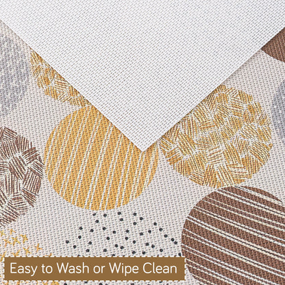 Color Splash PVC Mats for Dining Table, Abstract Circles - Olive Brown
