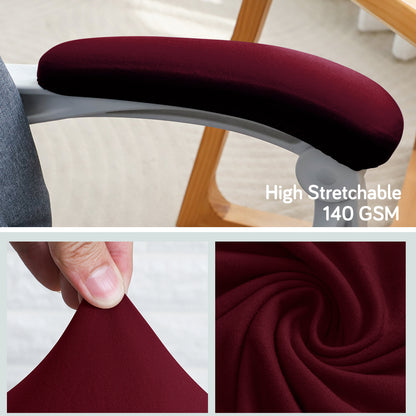 140gsm Armrest Covers for Office Chair (Elastic Style), 1 Pair, Burgundy