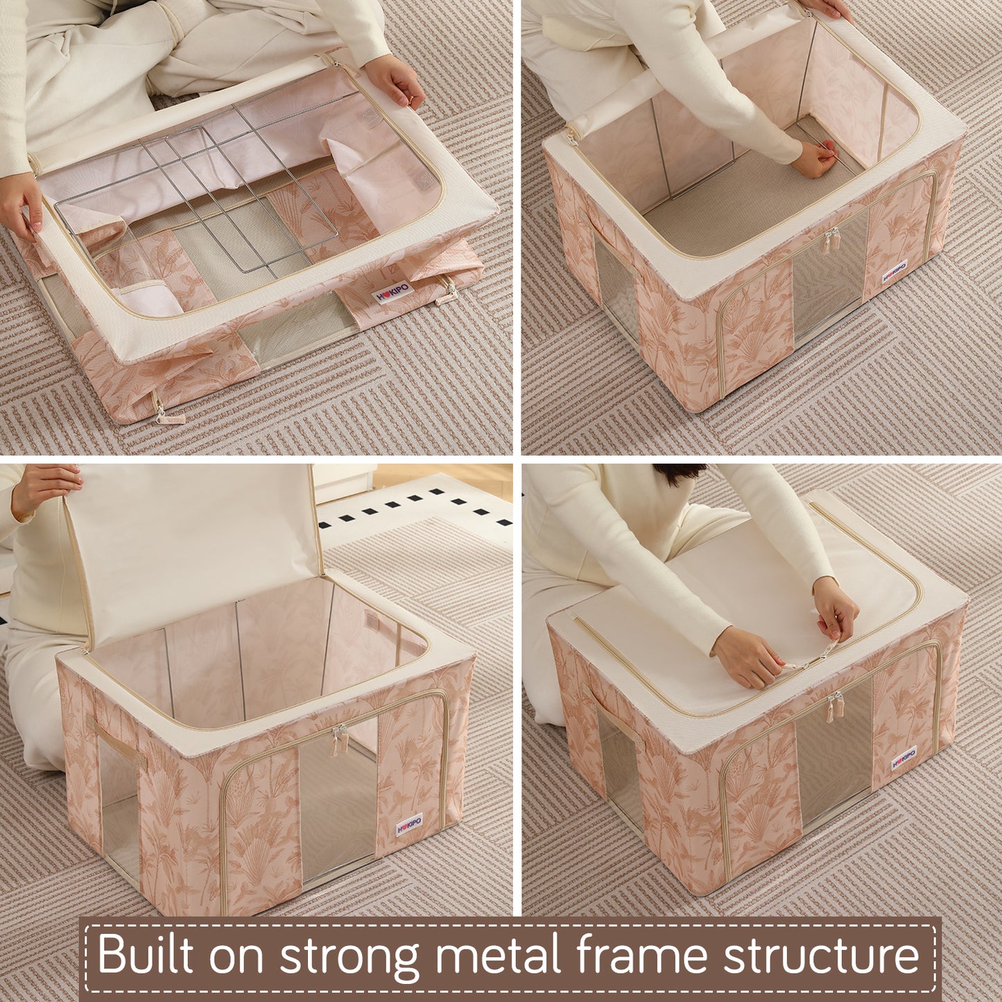 Foldable Cloth Storage Organizer for Wardrobe, Beige Botanica