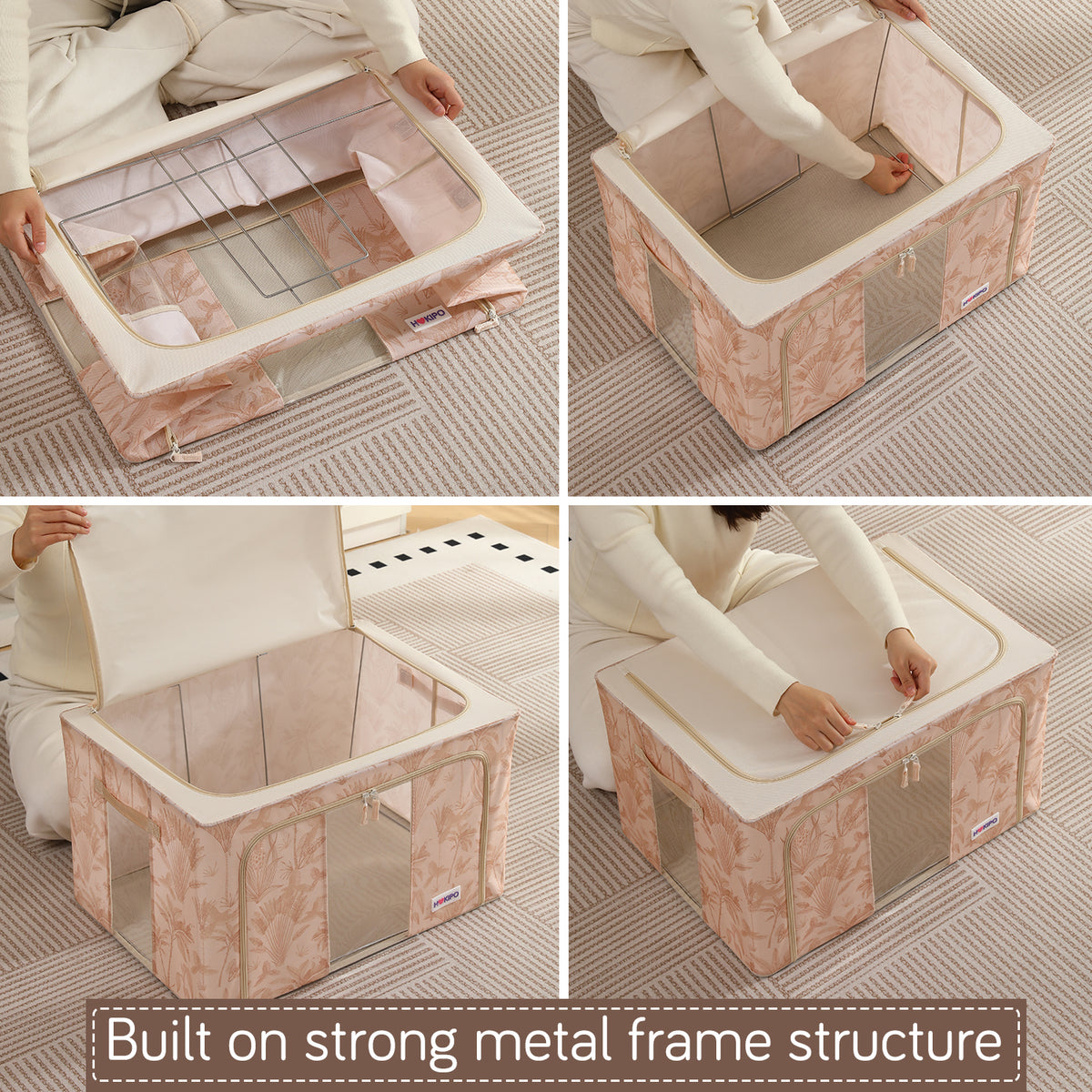 Foldable Cloth Storage Organizer for Wardrobe, Beige Botanica