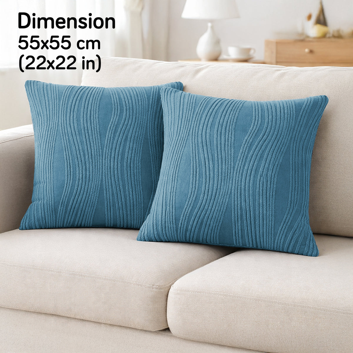 Nestiva Series Premium Knitting Jacquard Sofa Cushion Cover - Sea Blue