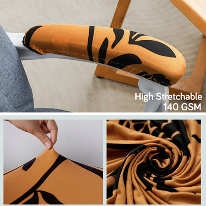 140gsm Printed Armrest Covers for Office Chair (Elastic Style), 1 Pair, Copper Brown Floral