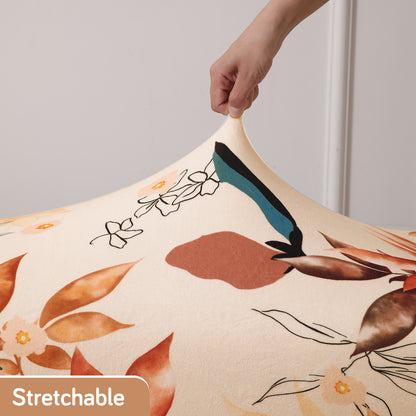Premium Printed Velvet Dining Chair Cover Set, Amber Serene Flora
