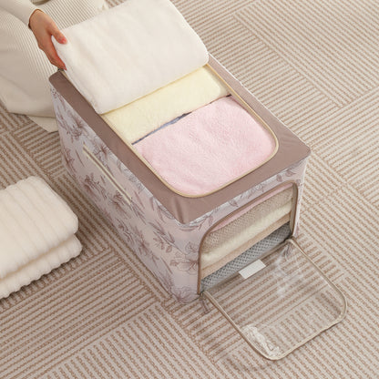 Foldable Cloth Storage Box Organizer for Wardrobe, Latte Floral