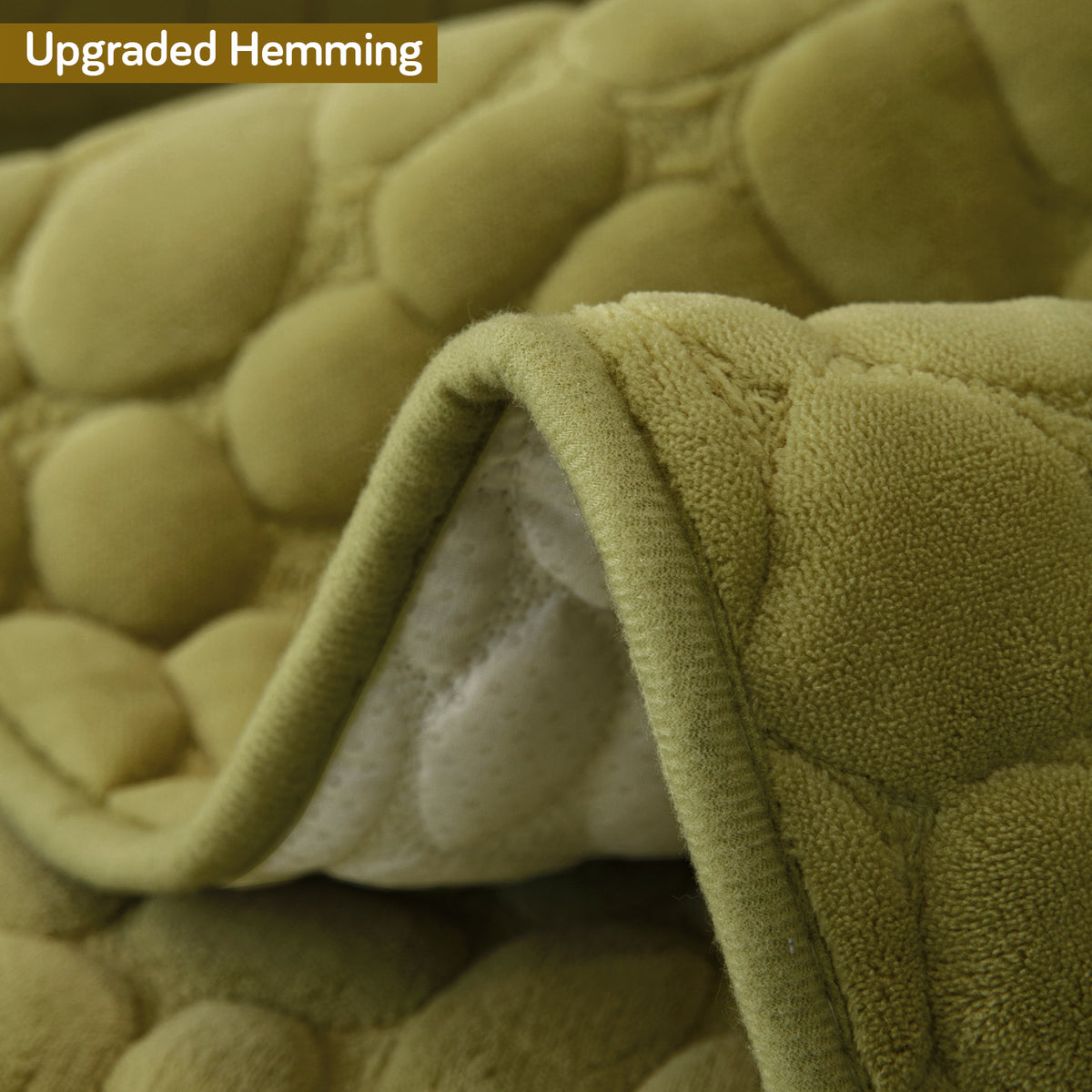 Premium Pebble Milk Velvet Anti Slip Sofa Cover Mat with 2 Armrest Cover, Pristine Green