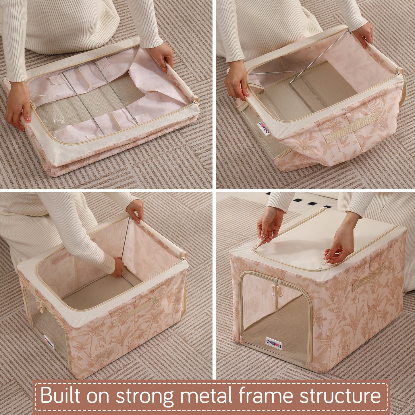 Foldable Cloth Storage Organizer for Wardrobe, Beige Botanica